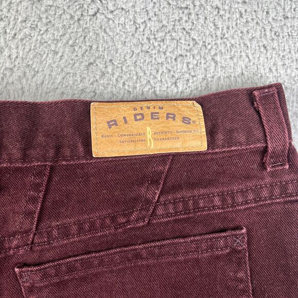 VINTAGE  Riders Jeans Women 18P Burgundy Tapered High Rise Denim Mom USA 31 x 28 - Picture 5 of 16